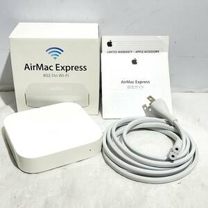 (志木)Apple/アップル AirMac Express ベースステーション 第二世代 A1392 802.11n Wi-Fi 無線LAN ルーター 通電確認済 箱 取扱説明書付 (o