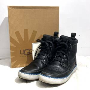 (志木)【箱付】UGG/アグ Women Garrin レザー スニーカーブーツ ムートンブーツ サイズ24cm ブラック 黒 105042 W GARRIN