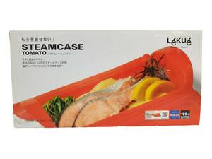 [ не использовался ] LekuerukeSTEAMCASE TOMATO пар кейс помидор силикон отпариватель микроволновая печь кухонная утварь рецепт книжка имеется Испания производства 