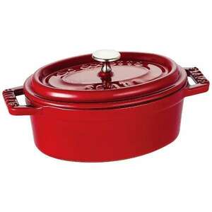 (志木)【未使用】staub/ストウブ ピコ ミニココット オーバル チェリー レッド 0.25L 11cm 40509-807 ホーロー 両手鍋 IH対応