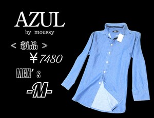 新品メンズM◇AZUL◇ミッキープリント長袖シャツ