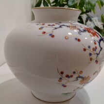 M10066　深川製磁 深川製 有田焼 花瓶 壺 インテリア 和柄 金彩染絵 コレクション 陶磁器 _画像4