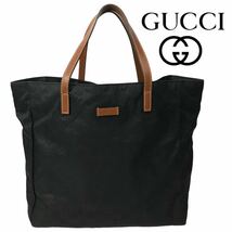 k58 GUCCI グッチ GG柄 トートバッグ ショルダーバッグ ナイロン ブラック 282439 502752 鞄 ビジネス 通学 通勤 マザーバッグ 正規品_画像2