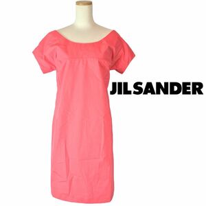 k77 JIL SANDER ジルサンダー オフショルダー ワンピース ドレス ピンク 36 イタリア製 コットン100% 正規品　レディース