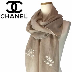 k84 CHANEL シャネル ココマーク カシミヤ ロング ストール マフラー ショール cashmere 100% ベージュ 正規品