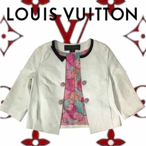 k87 LOUIS VUITTON Louis Vuitton овечья кожа no color жакет 38 Франция производства подкладка шелк бисер кнопка формальный слоновая кость стандартный товар 