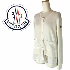 k182 regular goods MONCLER Moncler 2016 MAGLIA TRICOT cardigan flair thin knitted white S lady's have been cleaned 