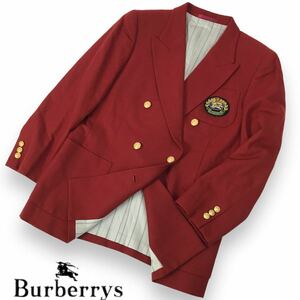 k251 Burberry's バーバリー ウール テーラードジャケット ブレザー ジャケット エンジ 9AR wool 100% 毛 レディース ヴィンテージ 正規品