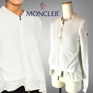 k262 regular goods MONCLER Moncler Zip up jacket knitted mesh white XS maglia tricot cardigan blouson outer 