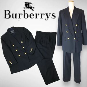 k273 Burberry's バーバリー セットアップ スーツ ジャケット パンツ ネイビー 羊毛 カシミヤ 13ABR 44 正規品 レディース ヴィンテージ
