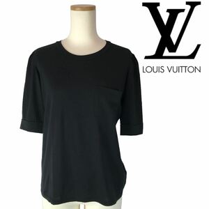 k294 LOUIS VUITTON ルイヴィトン 半袖 Tシャツ カットソー トップス コットン 100% ブラック ポケット M イタリア製 レディース 正規品