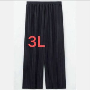 【2U】着痩せプリーツパンツ大きいサイズおかだゆりブラック　3L プリーツ パンツ ブラック 黒