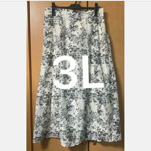 【2】着痩せ　ロココ調　大人かわいい　花柄スカート　hina ロング スカート　ウエストゴム　3L
