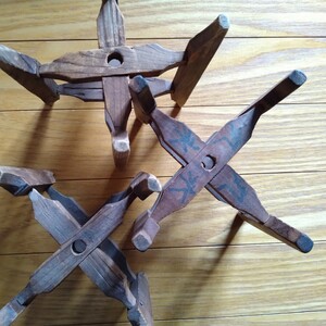 木製 糸巻き 木枠 糸車 　中古3個セット　　レトロ古民具　