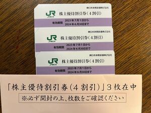 JR East Japan stockholder complimentary ticket 3 pieces set 