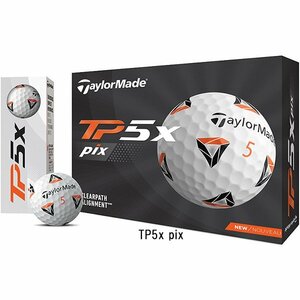[訳あり・箱潰れ] TaylorMade TP5x Pix 日本仕様 ゴルフボール 2021年モデル 1ダース 2022年モデル カラー：ホワイト ① ボール：新品