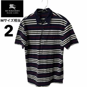  Burberry Black Label polo-shirt with short sleeves border cotton navy blue white BURBERRY Black Label 