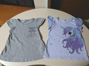 女の子 半袖Tシャツ 半袖トップス Aライントップス 2枚セット 110 GU ジーユー 西松屋 Disney プリンセス ユニコーン