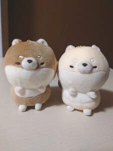 しば座り むぎゅぬい マスコットBC 2個セット 柴犬ぬいぐるみマスコット プライズ限定品 新品タグ付き ごましば しろしば