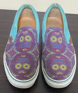 VANS VAULT スリッポン US9 メキシカンスカル 刺繍 キャンバス × スエード slip-on バンズ