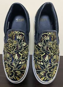 VANS VAULT スリッポンUS9 ハイビスカス ゴールド 刺繍 スエード slip-on バンズ