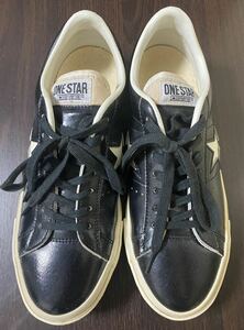 デッドストック 00s インドネシア製 コンバース エナメル ワンスター 黒×白 US8 converse enamel one star deadstock