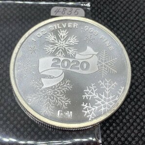 31.1グラム 2020年 (新品) アメリカ「メリークリスマス・サンタ」純銀 1オンス メダルの画像2