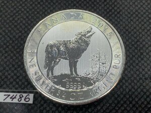 23.32グラム 2015年 (新品) カナダ 「ウルフ・狼・オオカミ」純銀 3/4オンス 銀貨