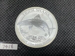 15.55グラム 2016年 (新品) オーストラリア「タイガーシャーク」純銀 1/2オンス 銀貨