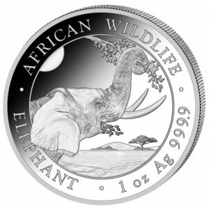 [保証書・カプセル付き] 2023年 (新品) ソマリア「アフリカ ワイルドライフ・ゾウ」純銀 1オンス 銀貨