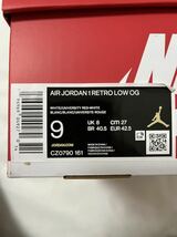 送料無料 27.0cm 新品 未使用 Nike Air Jordan 1 Low ナイキ エアジョーダン1 レトロ ロー OG ホワイト アンド ユニバーシティレッド US9_画像8