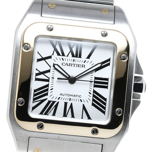 カルティエ CARTIER W200728G サントス100 LM YGコンビ 自動巻き メンズ 良品 _816592