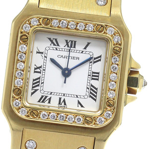  Cartier CARTIER ref.83671582 солнечный tosgarubeSM K18YG бриллиантовая оправа самозаводящиеся часы женский _808802