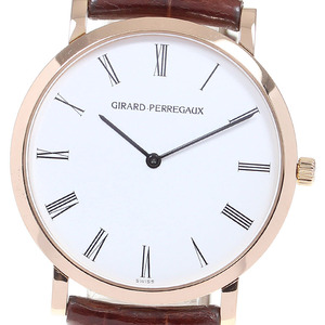 jila-ru*perugoGIRARD-PERREGAUX 47620.0.52.713 Classic elegance Ultra slim K18PG hand winding men's written guarantee attaching ._817474