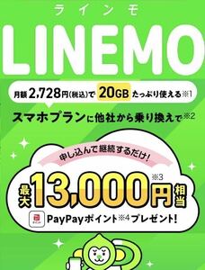 LINEMO　ラインモ　エントリーコード　エントリーパッケージ【PayPayポイント貰える！】 _