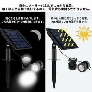 訳あり★新品◆ソーラーライト 屋外 埋め込み 壁掛け 自動点灯 2灯 LED 照明 防水 スポット センサー 防犯 防災###ライト2W-24LED###の画像2