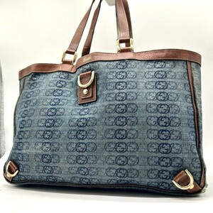 [ редкий товар /A4*] Gucci GUCCI большая сумка ручная сумочка a Be Denim Inter locking натуральная кожа бизнес мужской женский сумка 