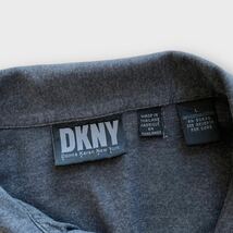 90's DKNY カットソーポロシャツ チャコールグレー L ワンポイント ロゴ 刺繍 ビンテージ オールド ダナキャラン ニューヨーク_画像4