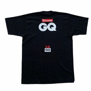 デッドストック 90's USA製 Team GQ 1992 Tシャツ L ブラック バックプリント 雑誌 FRUIT OF THE LOOM ビンテージ オールド