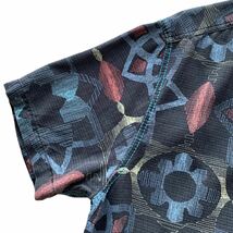Tommy Bahama オープンカラーシャツ シルク100% 総柄 XL ミッドセンチュリー アトミック 幾何学 開襟 ボックス アロハ ハワイアン_画像8