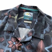 Tommy Bahama オープンカラーシャツ シルク100% 総柄 XL ミッドセンチュリー アトミック 幾何学 開襟 ボックス アロハ ハワイアン_画像4
