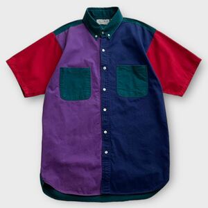 90's JAZZMAN クレイジーパターン ボタンダウンシャツ L ビンテージ オールド アメリカ 古着 半袖シャツ
