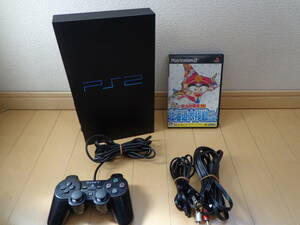 ☆すぐ遊べるセット☆ PlayStation2 SCPH-30000 ブラック/厚型/コントローラー 桃太郎電鉄16 北海道大移動の巻　PS2/プレイステーション2