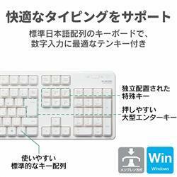 エレコム USB-A キーボード ワイヤレス (レシーバー付属) メンブレン フルキーボード ホワイト TK-FDM106TXWH 目に優しい　洗える