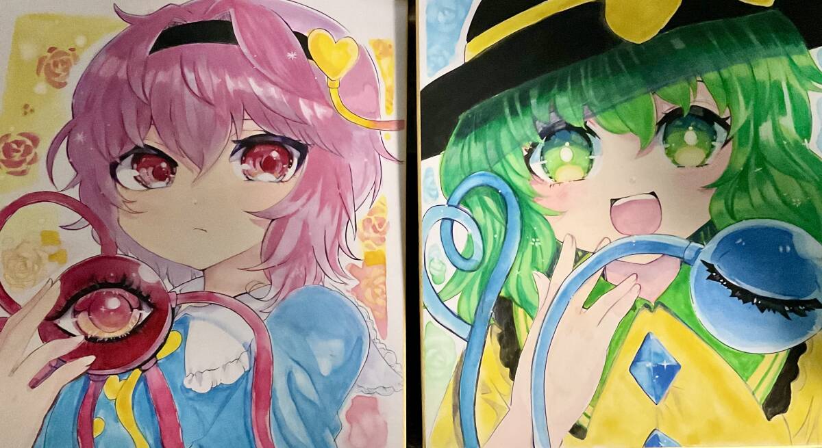 [Touhou Project] Doujinshi * Komeiji Satori and Koishi sisters large colored paper * Hand-drawn illustration * Hand-drawn colored paper, Comics, Anime Goods, Hand-drawn illustration