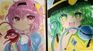 Art hand Auction [Touhou Project] Doujinshi * Komeiji Satori und Koishi Schwestern großes farbiges Papier * Handgezeichnete Illustration * Handgezeichnetes farbiges Papier, Comics, Anime-Waren, Handgezeichnete Illustration