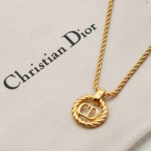 極美品　Dior　ネックレス　CD サークルロゴ　希少　刻印　43cm アクセサリー ゴールド