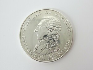 【6-6】 1987年 フランス ラファイエット将軍 生誕230年記念 100フラン 銀貨 硬貨 貨幣