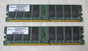 Elixir M2U51264DS8HB3G-6K 512MB DDR-333 CL2.5　PC2700U-25330　2枚セット　合計1GB