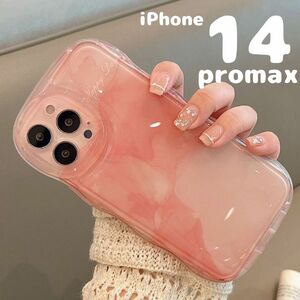 iPhone14 ProMax ケース グラデーション 大理石 ピンク 韓国 ウエーブ